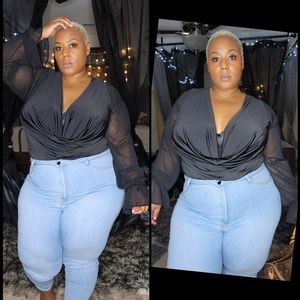 Draped Bodysuit - Black